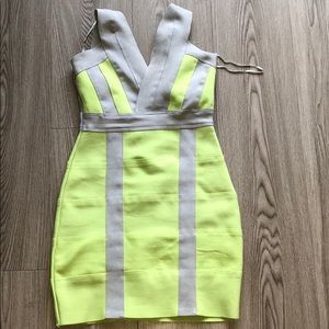 Neon green and Gray Bandage Dress